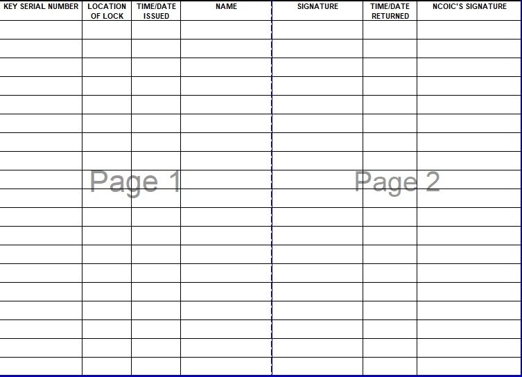 Printable Key Log Template Excel Word PDF Excel TMP