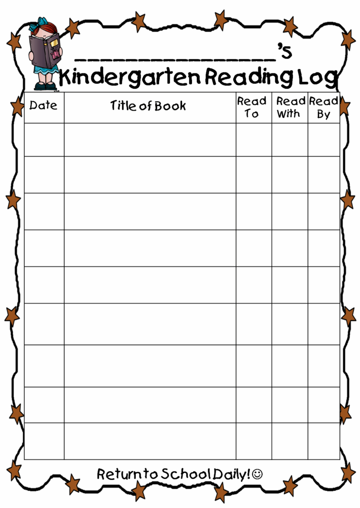 Printable Kindergarten Reading Log