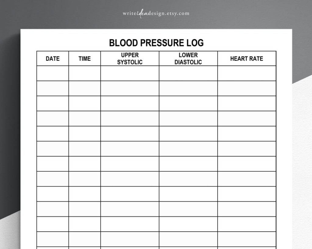 Printable Large Print Blood Pressure Log Blood Pressure Tracker 
