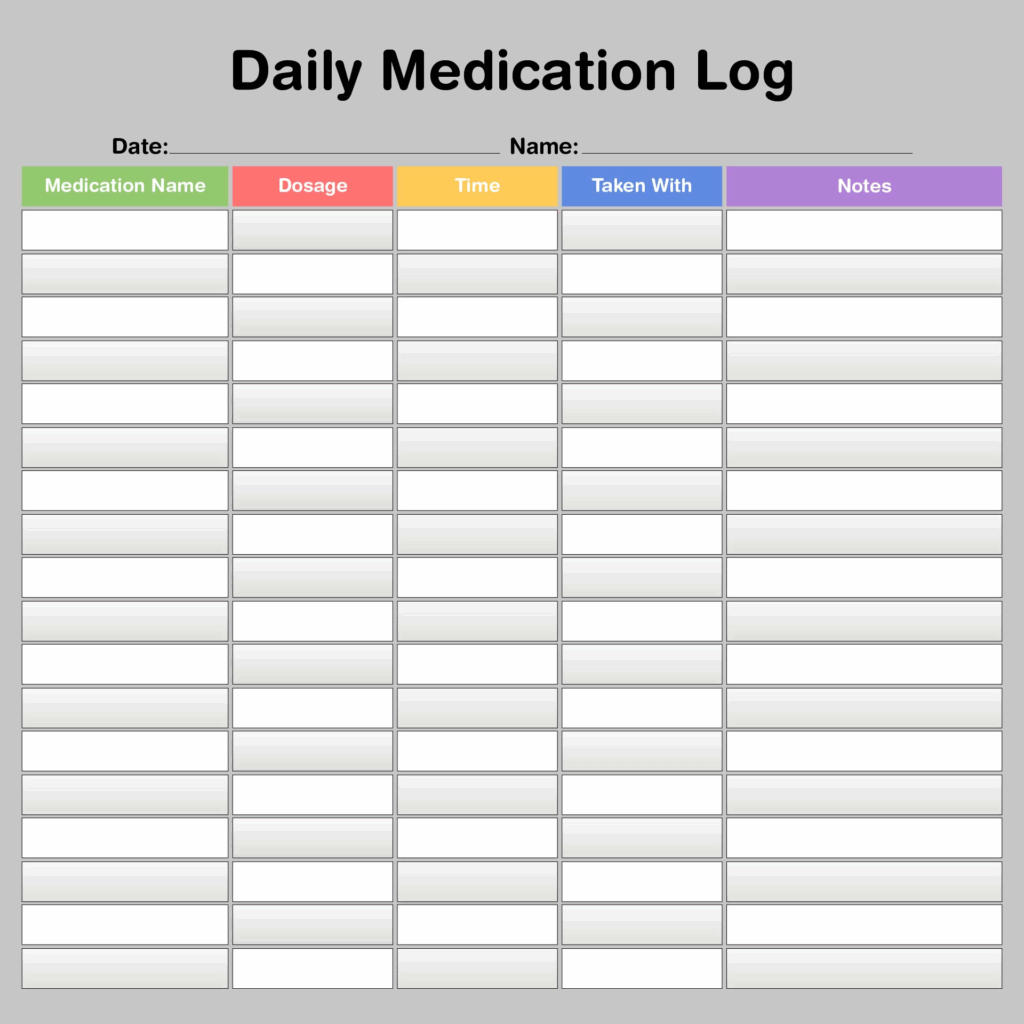 Printable Medication Log Sheet Pdf Printable Free Templates