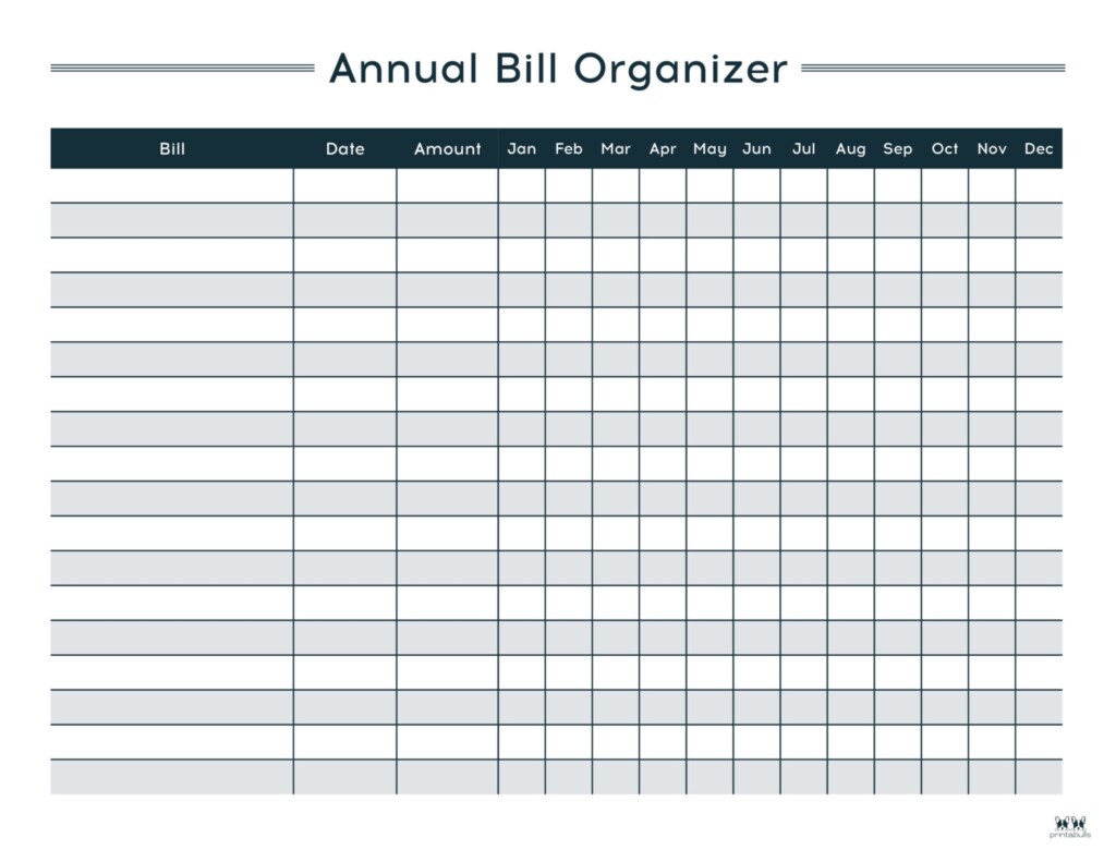 Printable Monthly Bill Organizer Template Printable Templates