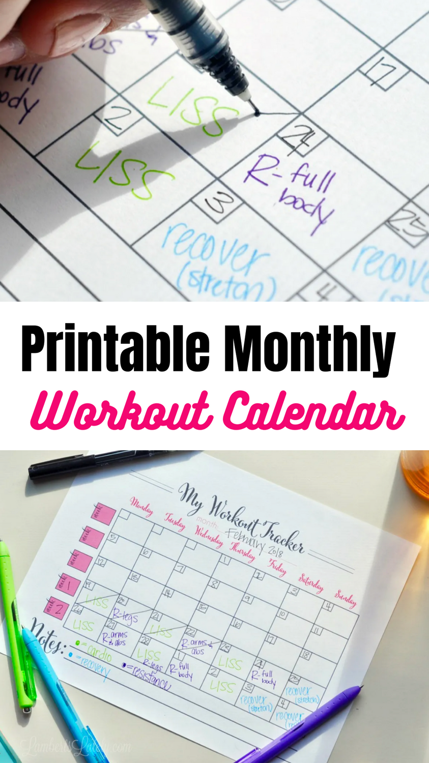 Printable Monthly Workout Calendar Lamberts Lately Month Workout