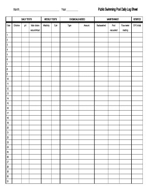 Printable Pool Log Sheet Fill Online Printable Fillable Blank 