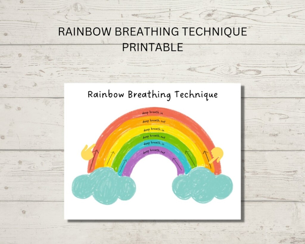 Printable Rainbow Breathing Exercise Mindfulness For Kids Etsy