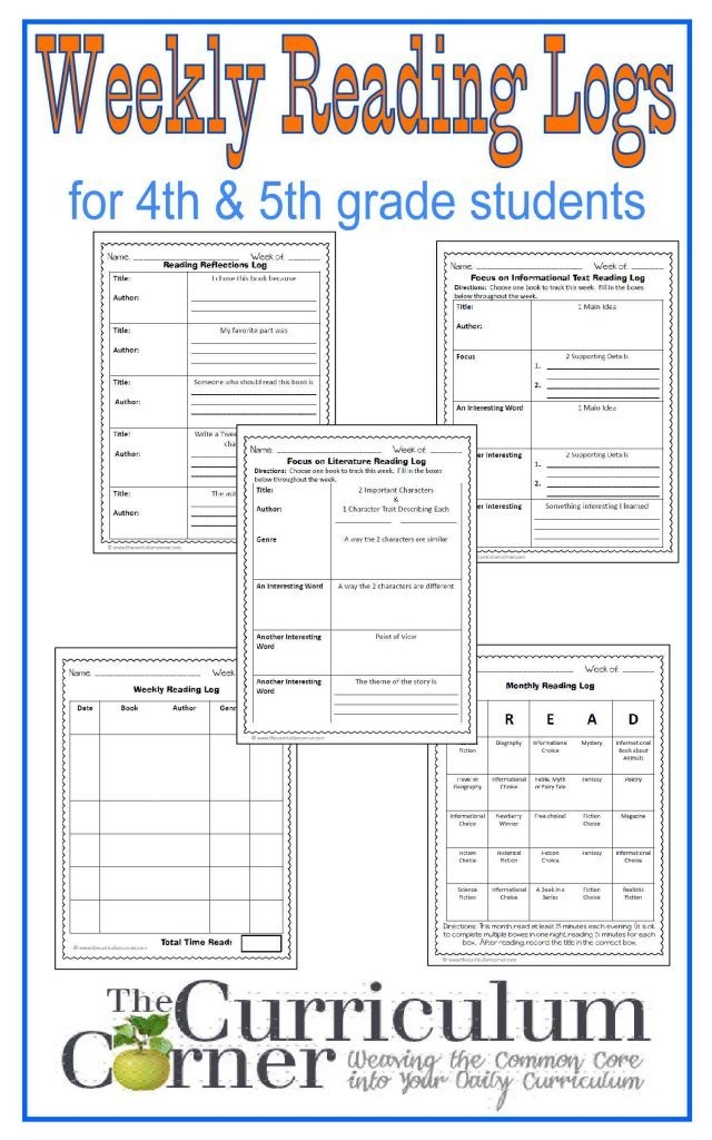 Printable Reading Logs For 4th 5th Grades Thrifty Homeschoolers