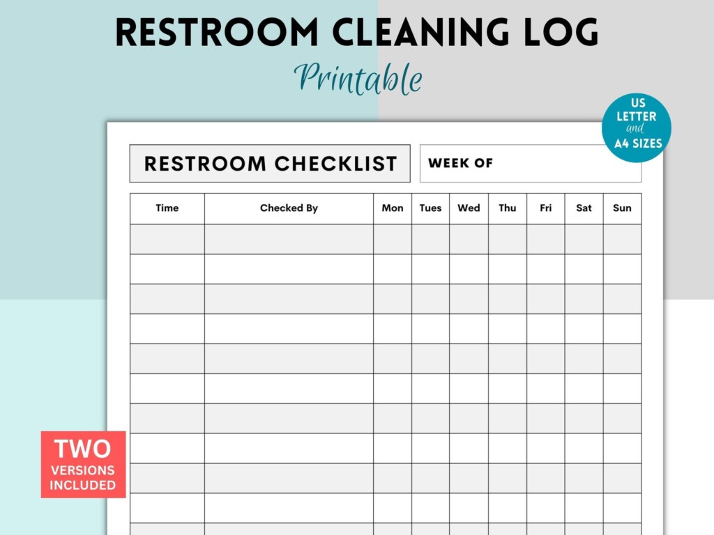 Printable Restroom Cleaning Log For Businesses Bathroom Cleaning Log 