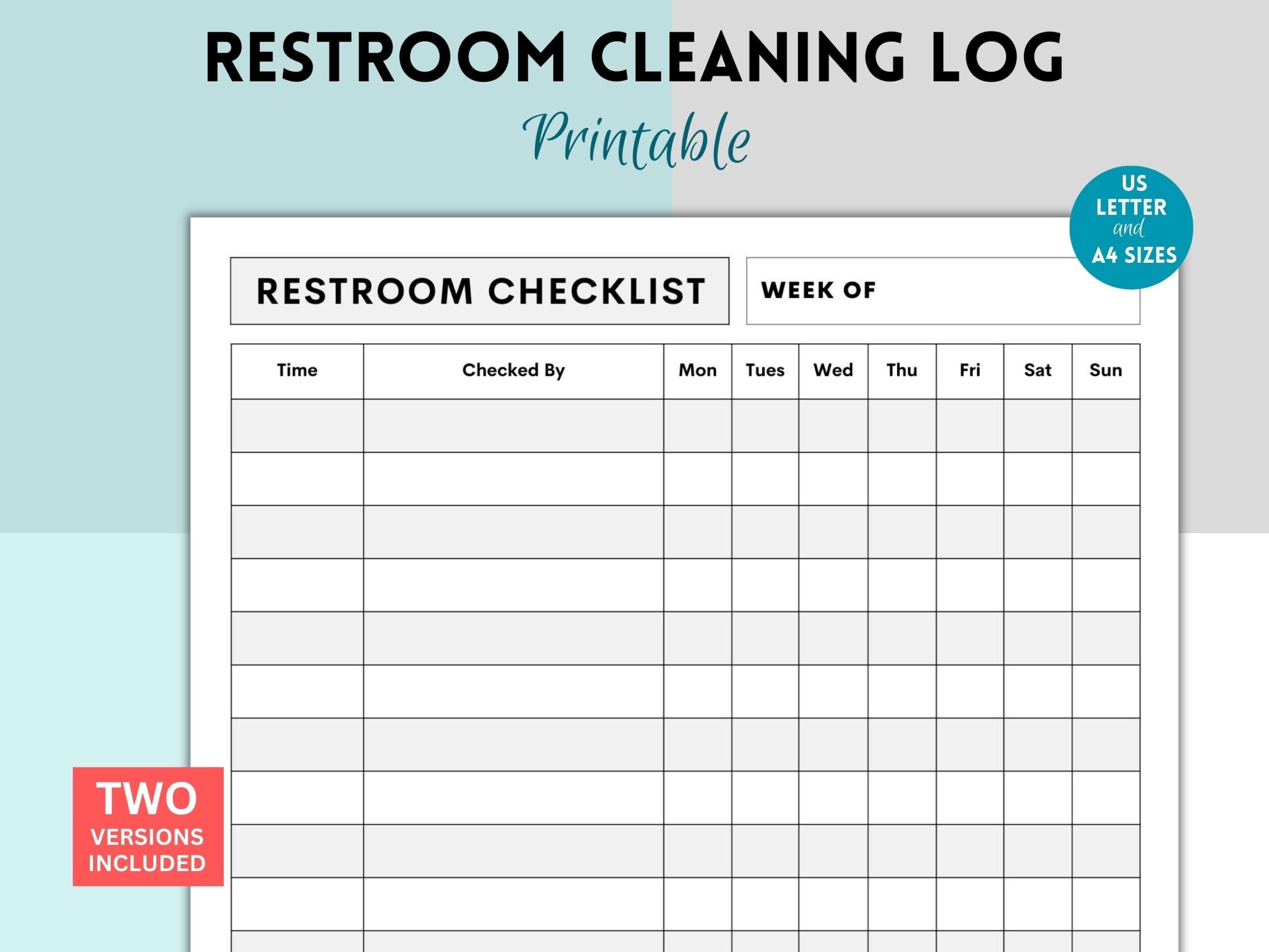 Printable Restroom Cleaning Log For Businesses Bathroom Cleaning Log
