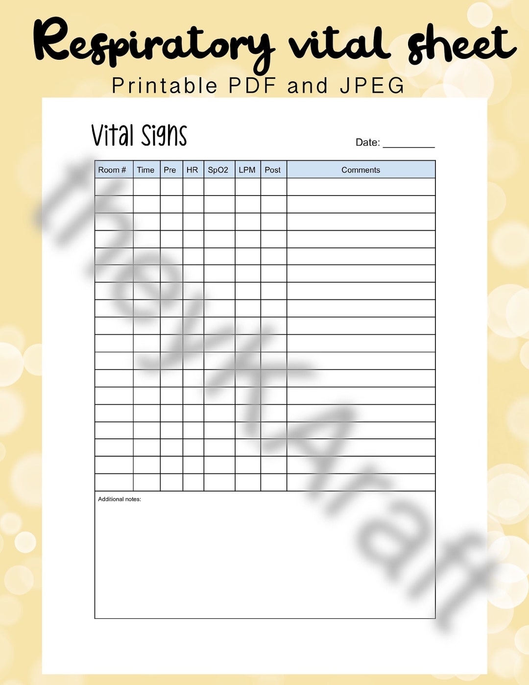 Printable Vital Signs Chart Respiratory Therapist Chart Breathing