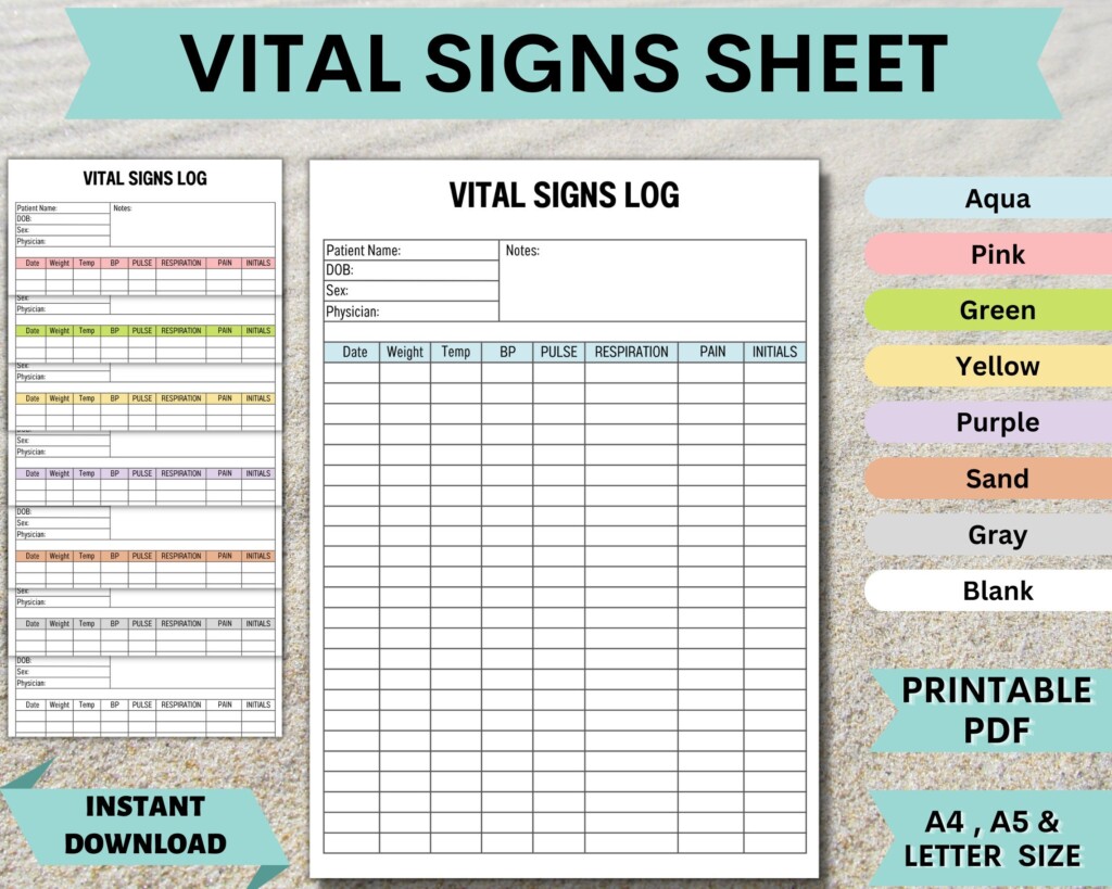 Printable Vital Signs Log Sheet Printable Free Templates