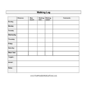 Printable Walking Log