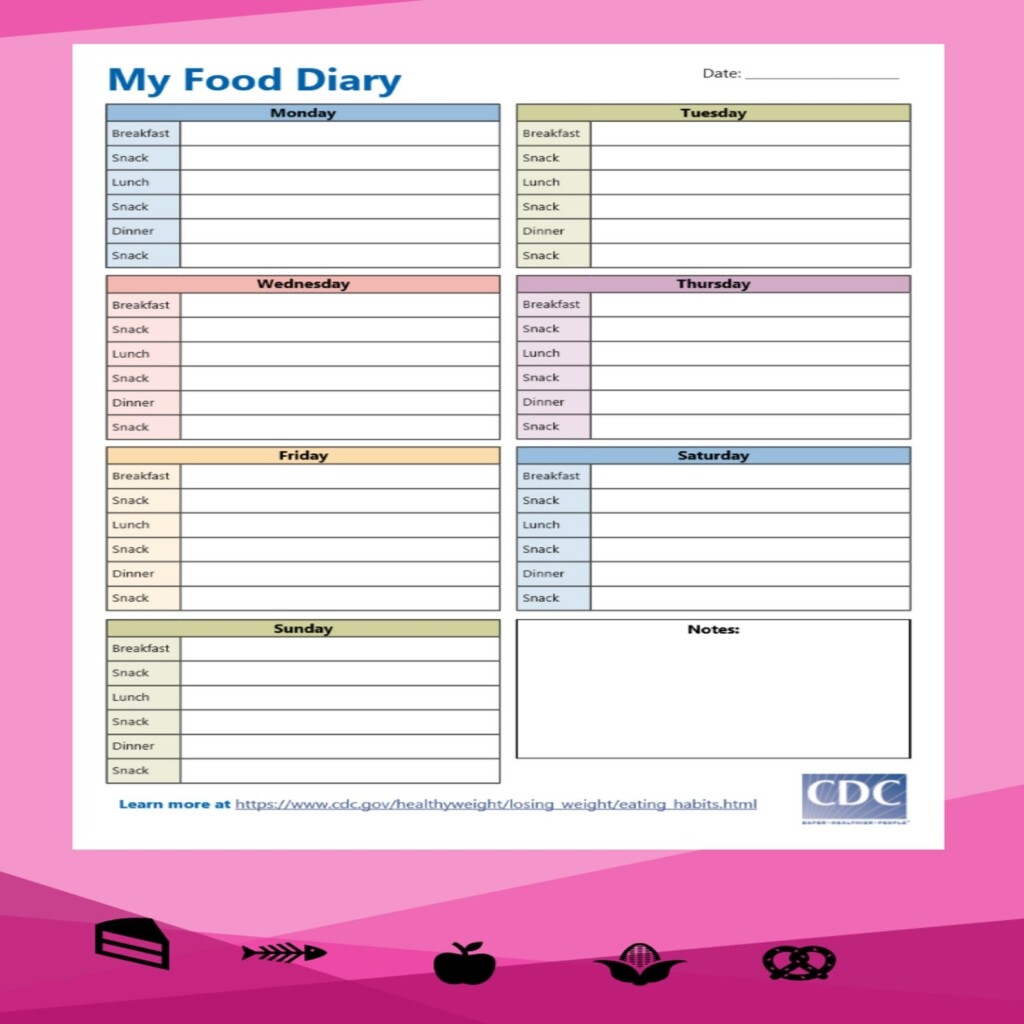 Printable Weekly Food Diary PDF File Etsy