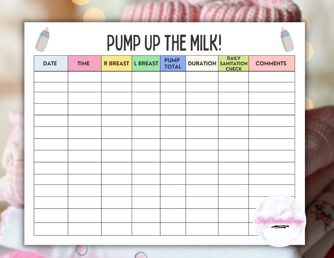 Pumping Log Chart Pump Printable Download Track Pumping Sessions