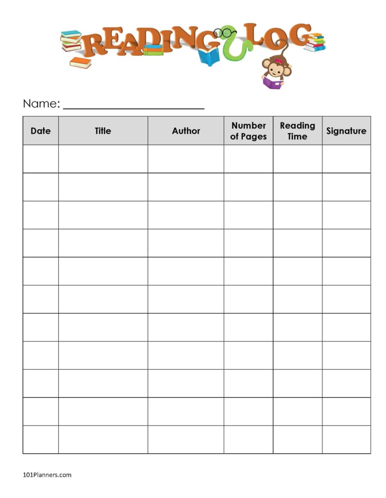 Reading Log Free Printable Web Download The Printable Reading Log Now 
