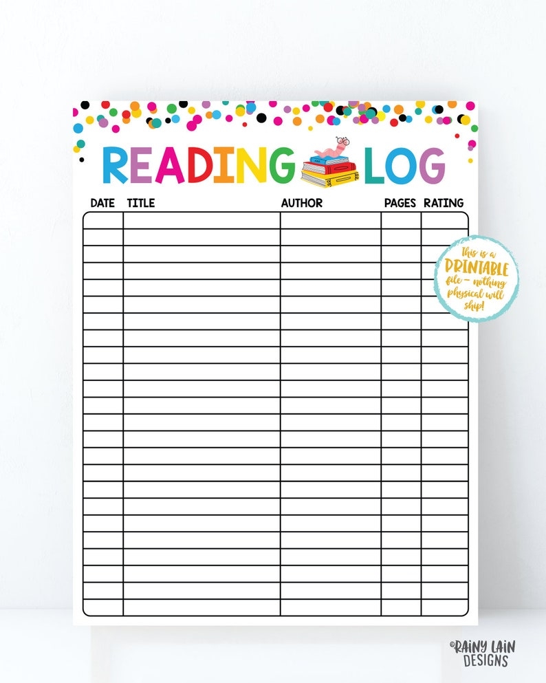 Reading Log Printable Reading Log For Kids Spring Reading Etsy