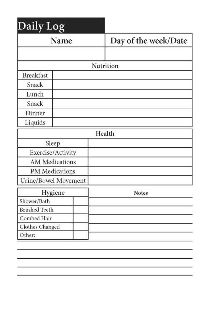 Senior Caregiver Daily Log 32 Page Printable Log Book Etsy M xico
