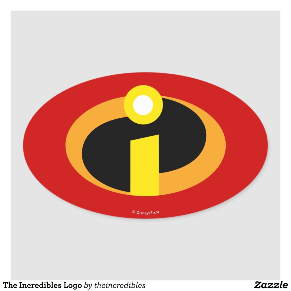 The Incredibles Logo Oval Sticker Zazzle In 2021 Incredibles 