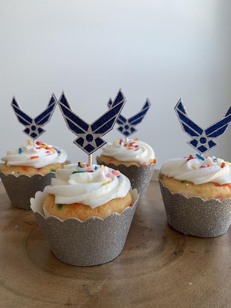 United States Air Force Cupcake Topper USAF Glitter Emblem Etsy 