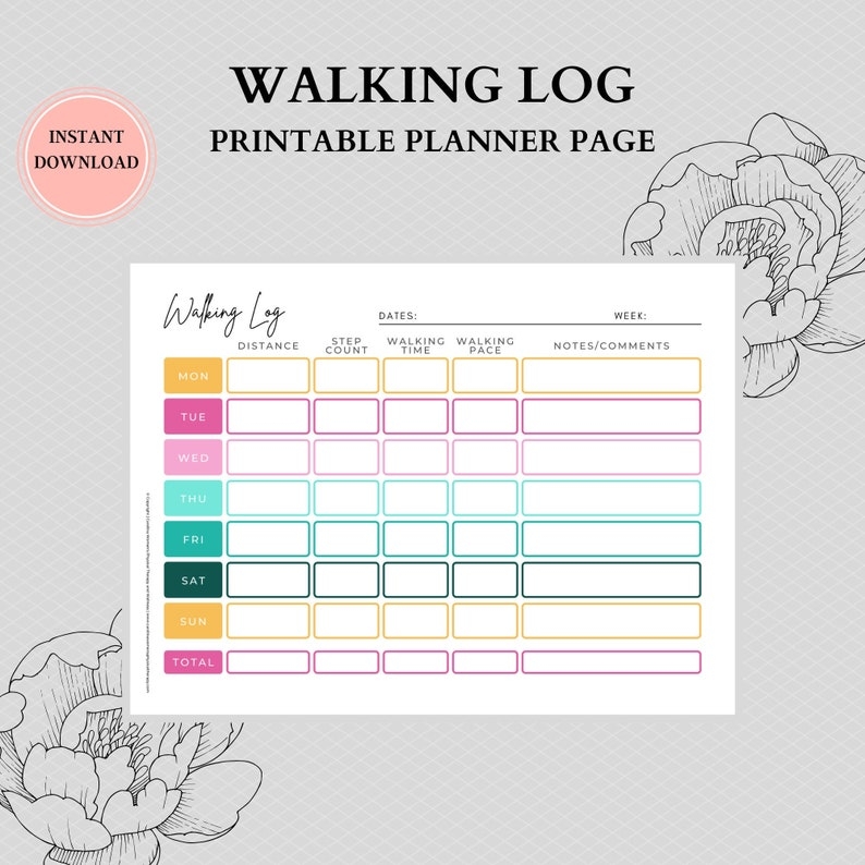 Walking Exercise Log Printable