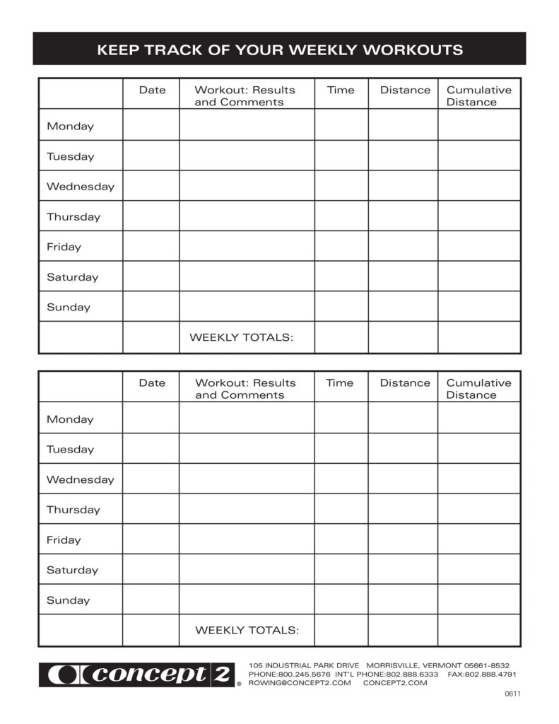 Weekly Fitness Calendar Levi E Simon
