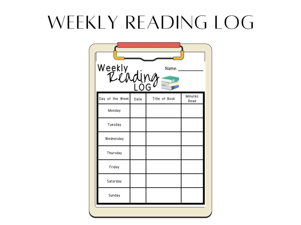 Weekly Reading Log Reading Worksheet Reading Log Printable Etsy