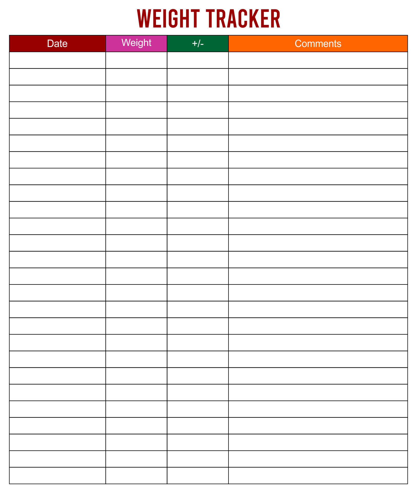 Weight Log Sheet 12 Free PDF Printables Printablee